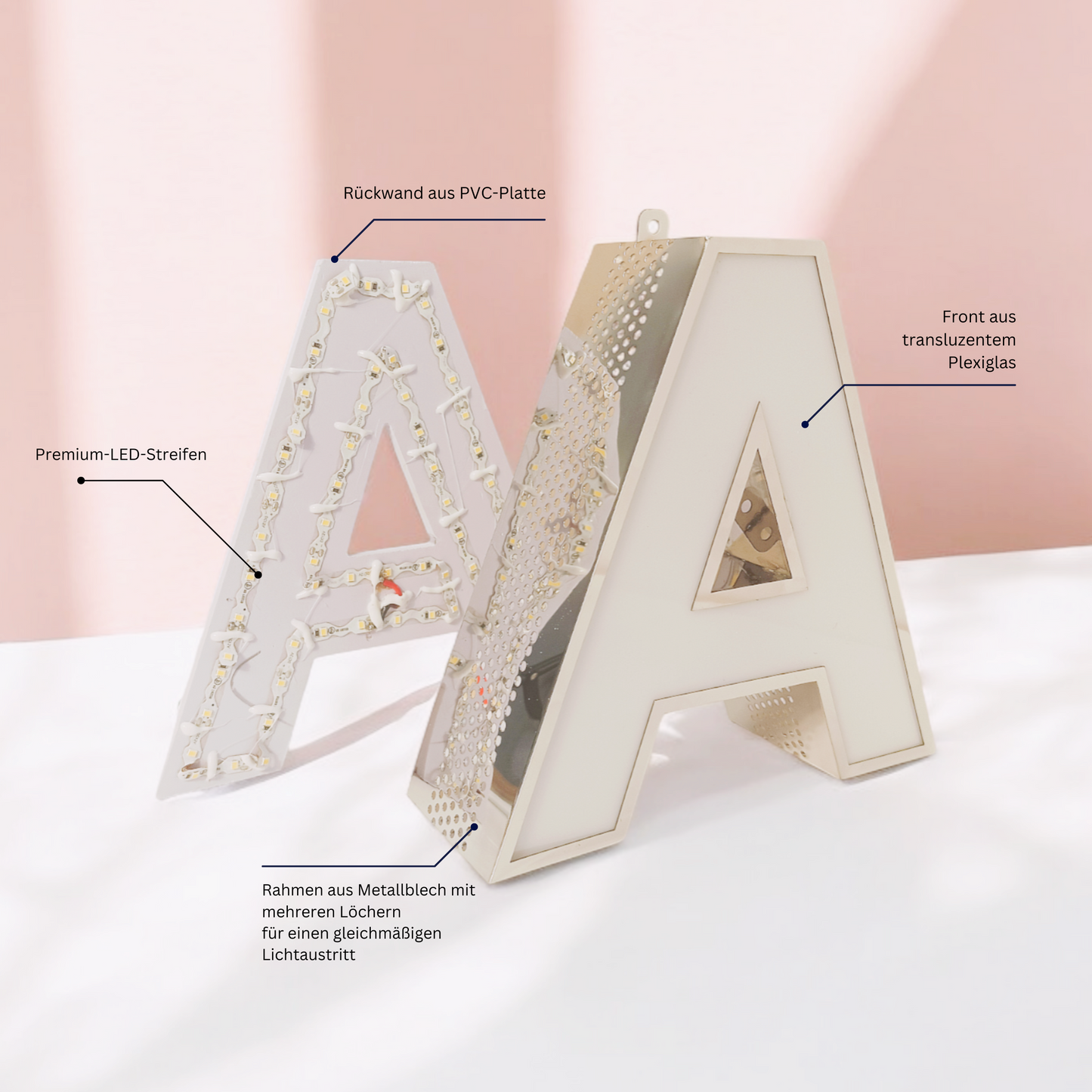 Frontlit Ombre 3D Schild, 3D LED Beschilderung, Leuchtkasten Schild, Beleuchtung Buchstaben