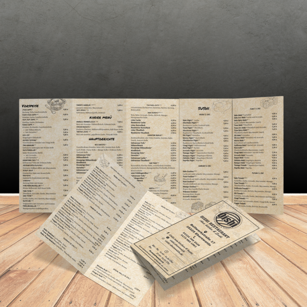 Flyer | Menü | Brochure für Restaurant, Bistro, Coffee Shop, Milktea