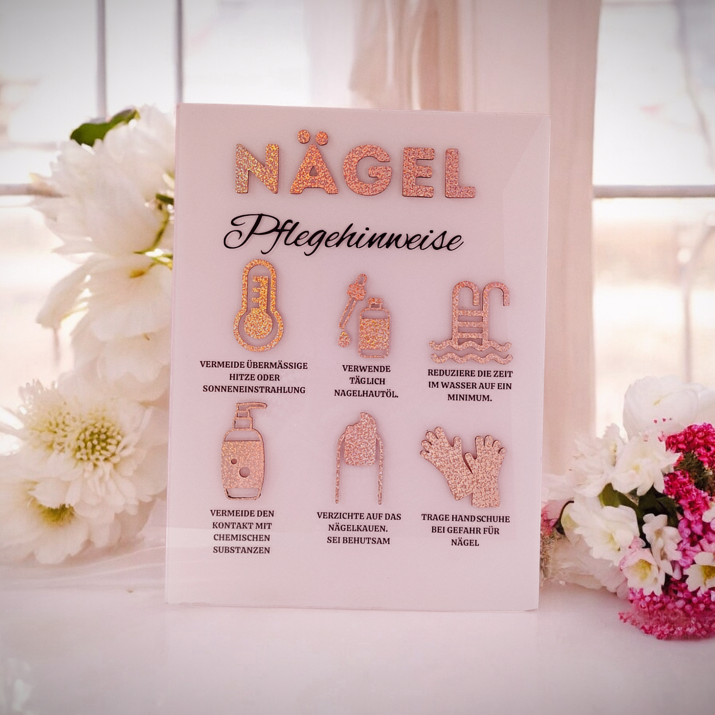 3D Nagelpflege-Schild |Schönheitsschild | Pflegehinweisschild | Aftercare guide