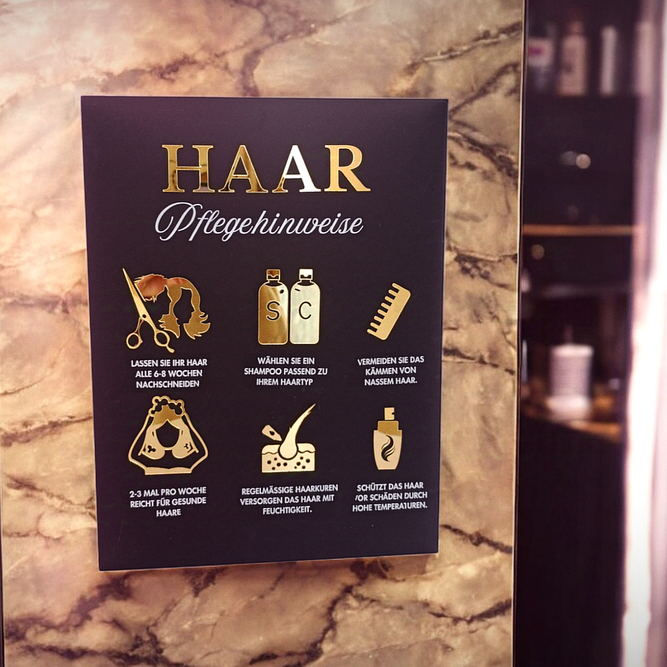 3D Haarpflege-Schild |Schönheitsschild | Pflegehinweisschild | Aftercare guide