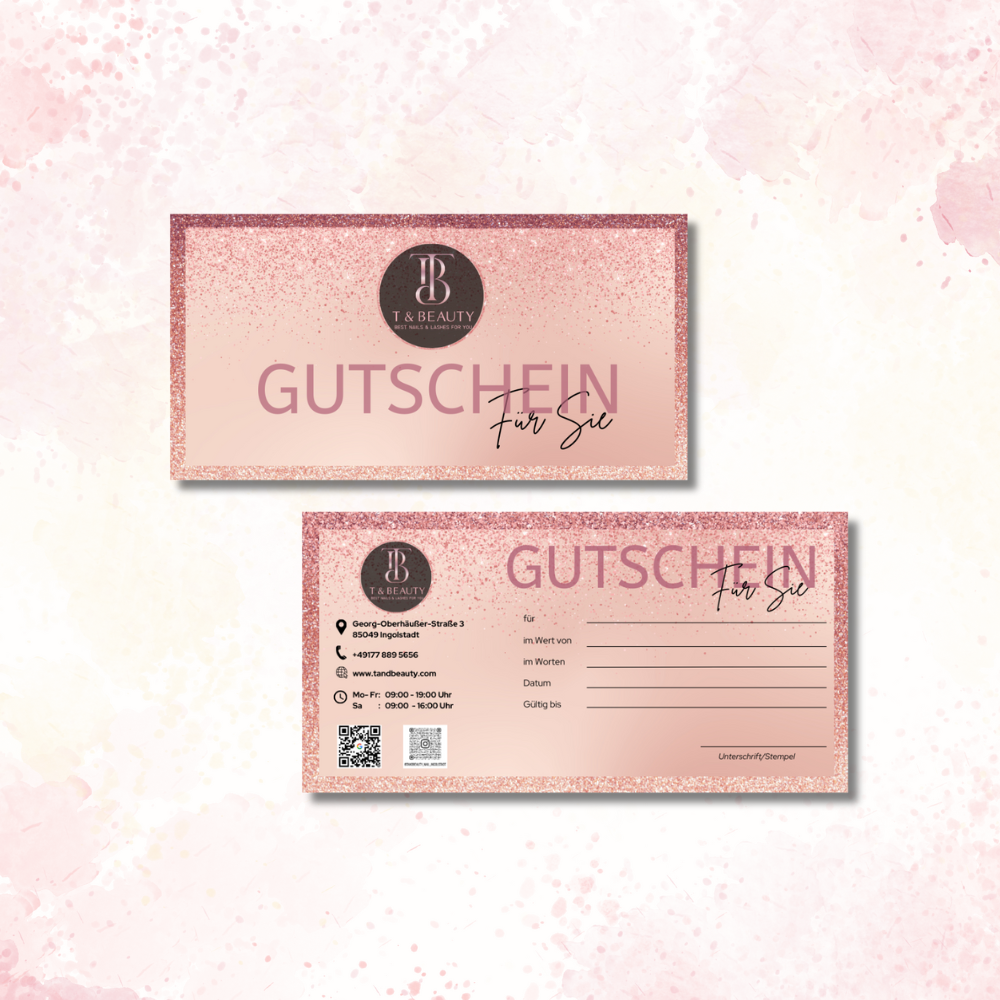 Voucher | Giftcard for spa, nail studio, beauty salon