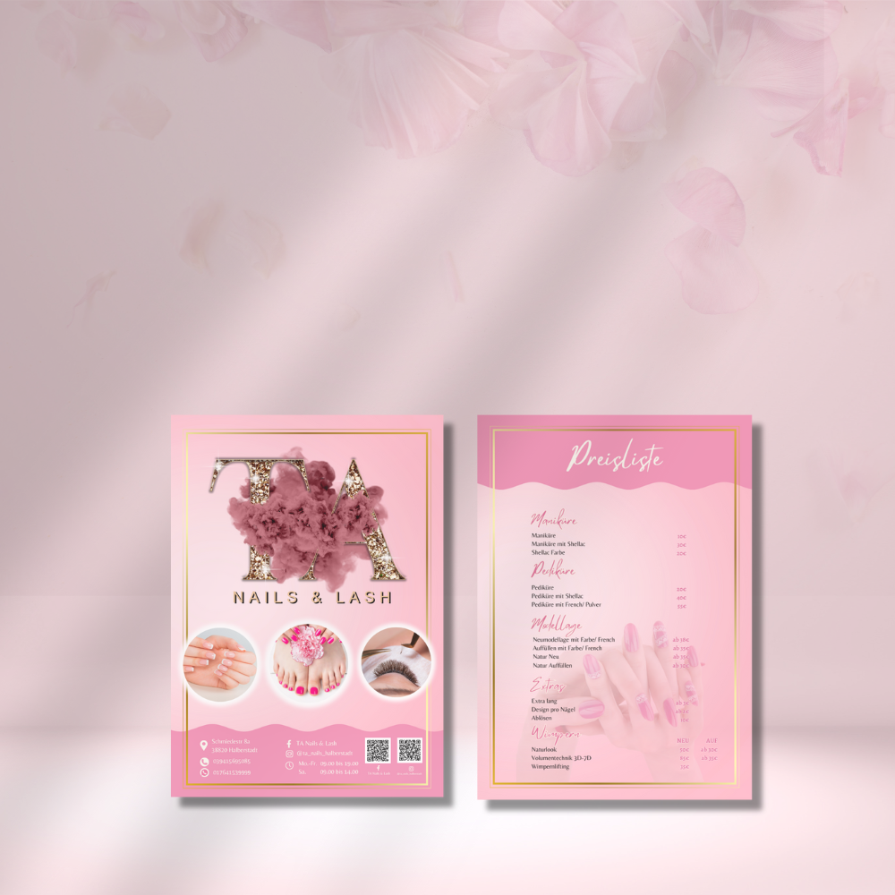 Flyer | Price list | Brochure for spa, nail studio, beauty salon