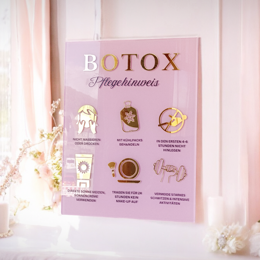 3D Botox-Pflegeschild |Schönheitsschild | Pflegehinweisschild | Aftercare guide